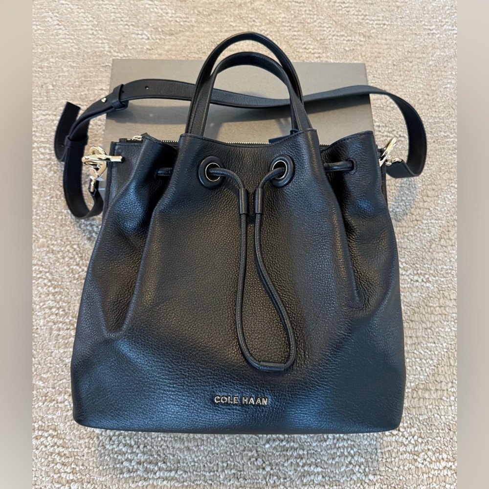 Cole Haan Black Drawstring Shoulder Bag